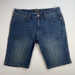 DU/ER L2X Slim Fit Jean Shorts Men's 34x10.5 Blue Stretch CoolMax Jorts L2X97